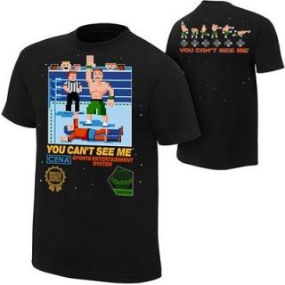 John Cena 8 bit You Cant See Me WWE Authentic Black T shirt