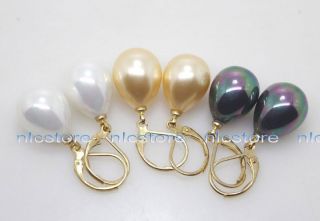 bulk lot 3pair mother of pearl sea shell drip earring gold/blue/whit e