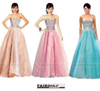Luxurious Crystal Beads Debutante Evening Party Prom Dress Size 6 8 10