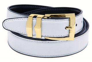 Belt Bonded Leather with Removable Gold Tone Buckle WHITE / Black 58