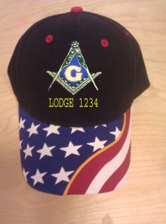 MASON MASONIC CUSTOM EMBROIDERED BALL CAP HAT WITH STARS AND WITH