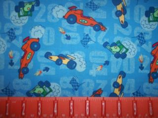 RACE CARS RACING CHECKERED FLAG COTTON FABRIC BTY