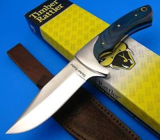 Fixed Blade Blue Pakkawood Handle Clip Point Bowie Hunt Skinning Knife