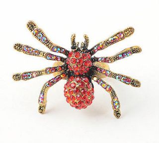 Exquisite Jewelry Red Crystal Animal Spider Stretchy Rings Antique