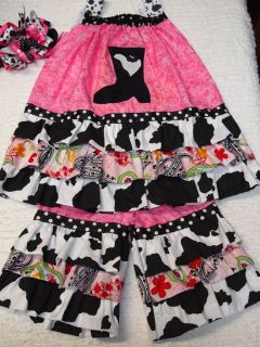 BOUTIQUE PAGEANT WESTERN WEAR COW PRINT BOOT OUTFIT