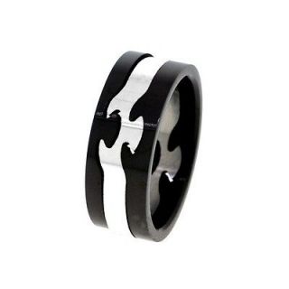 Mens Black Tribal Stainless Steel Puzzle Ring Size 13