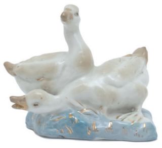 OLD PORCELAIN Soviet Russian Figurine GEESE Goose mark