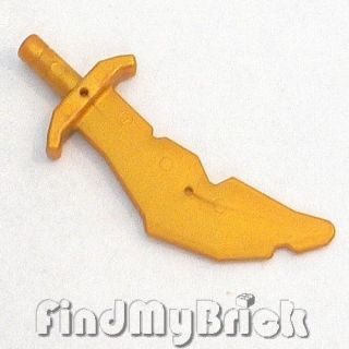 W322A Lego Minifigure Weapon Scimitar with Nicks   Pearl Gold 2521 NEW