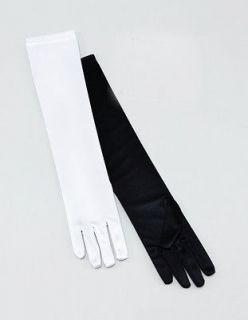 Black and white long gloves cruella de vil masquerade ball fancy dress