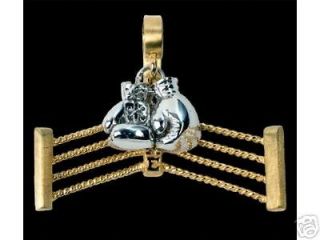 NEW 14k Yellow/ White Solid Gold Boxing Gloves Pendant