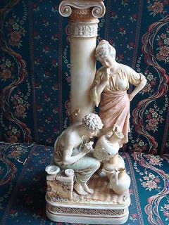 Royal Dux large figural trompet vase, 16 inches tall