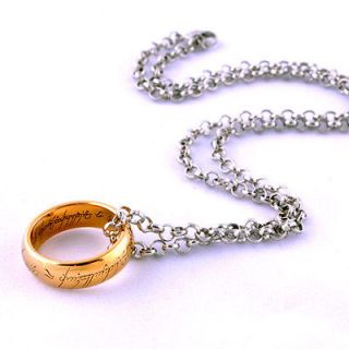 Cool Nice LORD OF THE RINGS 24K Gold Plated Ring With Chain Multi size