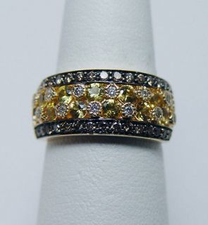 LEVIAN Yellow Sapphire Chocolate Diamond Ring 14K Gold Heavy Estate