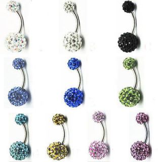 Multi Crystal Ferido Double Ball Navel Ring Belly Button Bar Body
