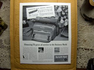 Vtg 1948 Print Ad Remington Rand New Electric Typewriter Keys Desk