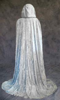 Silver Velvet Cloak Cape Wedding Wicca Medieval SCA Ren
