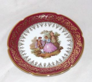 Vintage Limoges Rehausse Main France Porcelain Plate Fragonard Lovers