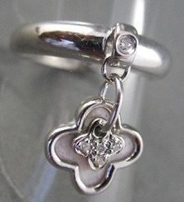 ESTATE WIDE .06CT DIAMOND 14KT WHITE FLOATING CLOVER COCKTAIL RING