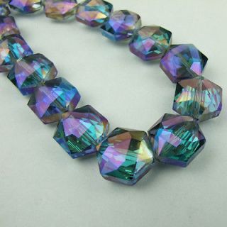 New 15mm hexagon Glass Crystal Cube Charm Finding Loose Spacer Beads