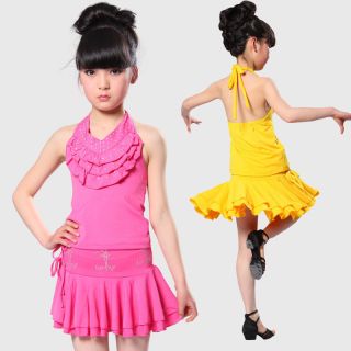 Children Latin Salsa Ballroom Dance Girls Dancewear Costume Princess