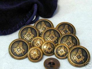 Masonic Metal Blazer Jacket Buttons and Gift Pouch No G