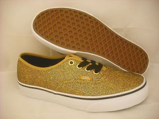 Vans Womens Authentic Gold Glitter Micro Dot Shoes Size 7