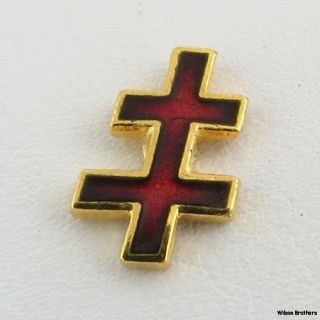 Scottish Rite 33rd Degree   Vintage Masonic Cross Pin Red Enamel