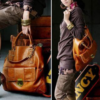 NEW Cool Retro Style Lady Large Shoulder Handbag PU Leather Tote Hobo
