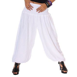 Baggy Aladdin Genie Harem Hippie Yoga Belly Dance Pants   White 2XS/XS