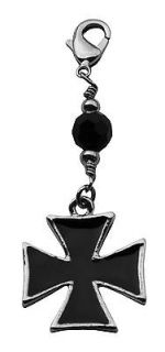 LG IRON CROSS SILVER OR GOLD CHARM W/BEADS 4 Ponytail Holder Hair