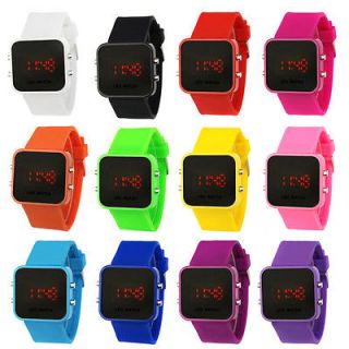 Unisex Color Storm New Mirror LED Date Day Silicone Rubber Band