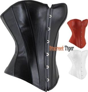 Corset Top Ladies Soft Faux Leather Sexy 3 Colours New