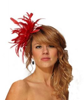 Red Fascinator Wedding Hat Choose any colour satin & feathers ladies