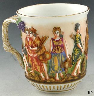Stunning Antique Porcelain Tea Cup Capo di Monte Mark Raised
