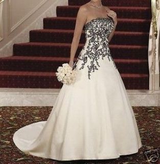 New ivory and black wedding dress Bride Gown Size6,8,10,12 ,14,16,18