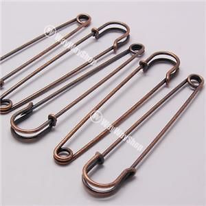 10 LARGE OVERSIZED METAL 4 INCH RUST Red SAFETY PINS