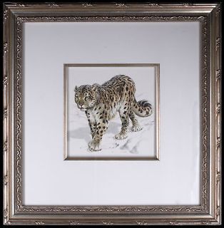 Framed Original painting by Belgian Artist CARL BRENDERS  Snow Leopard