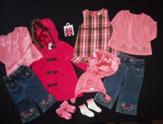 GYMBOREE TYROLEAN LURE OUTFIT DRESS COAT HAT HAIR CLIPS SOCKS 12   18