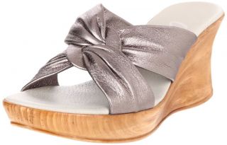 Onex Puffy Womens Pewter Wedges Mules Leather Sandals