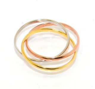 Technibond Tri Color Rolling Band Ring 14K Silver 925