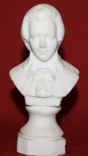 Vintage Small Bisque Porcelain Male Bust Sculpture Mozart