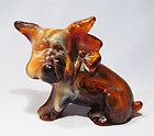 Caramel Slag Glass Signed Marked Scottie Scottish Terrier Dog Figurine
