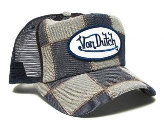 Authentic Brand New Von Dutch Black Denim Cap Hat Trucker Mesh Patch