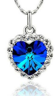 Inspired Diamond Blue Heart Of The Ocean Pendant Silver Crystal