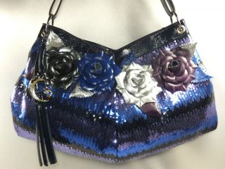 Sharif Sequin Patent Leather Hobo / Handbag / Evening Bag Blue Multi