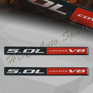 2x Universal Red/Black Coyote 5.0L V8 Aluminum Sticker Decal Emblem Ba
