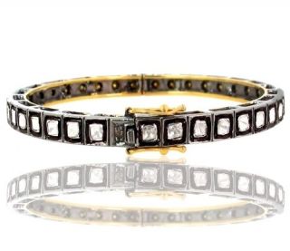 Rose Cut Diamond 14k Gold Bangle 925 Sterling Silver Fashion Bracelet