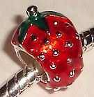 925 Sterling Silver Enamel Strawberry Bead for European charm