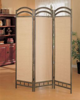 Panel Folding Screen/Room Divider In A Antique Gold Metal Finish