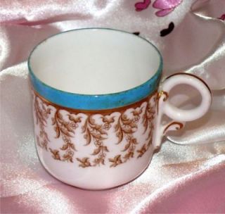 Royal Worcester Demitasse Cup Turquoise Gold Trim W2848